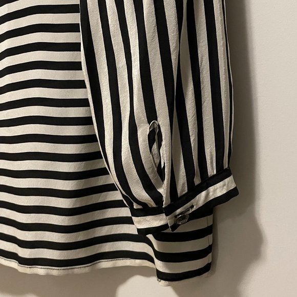 Love21 Forever 21 Black & White Stripe Silk Blouse Size S - Picture 2 of 5